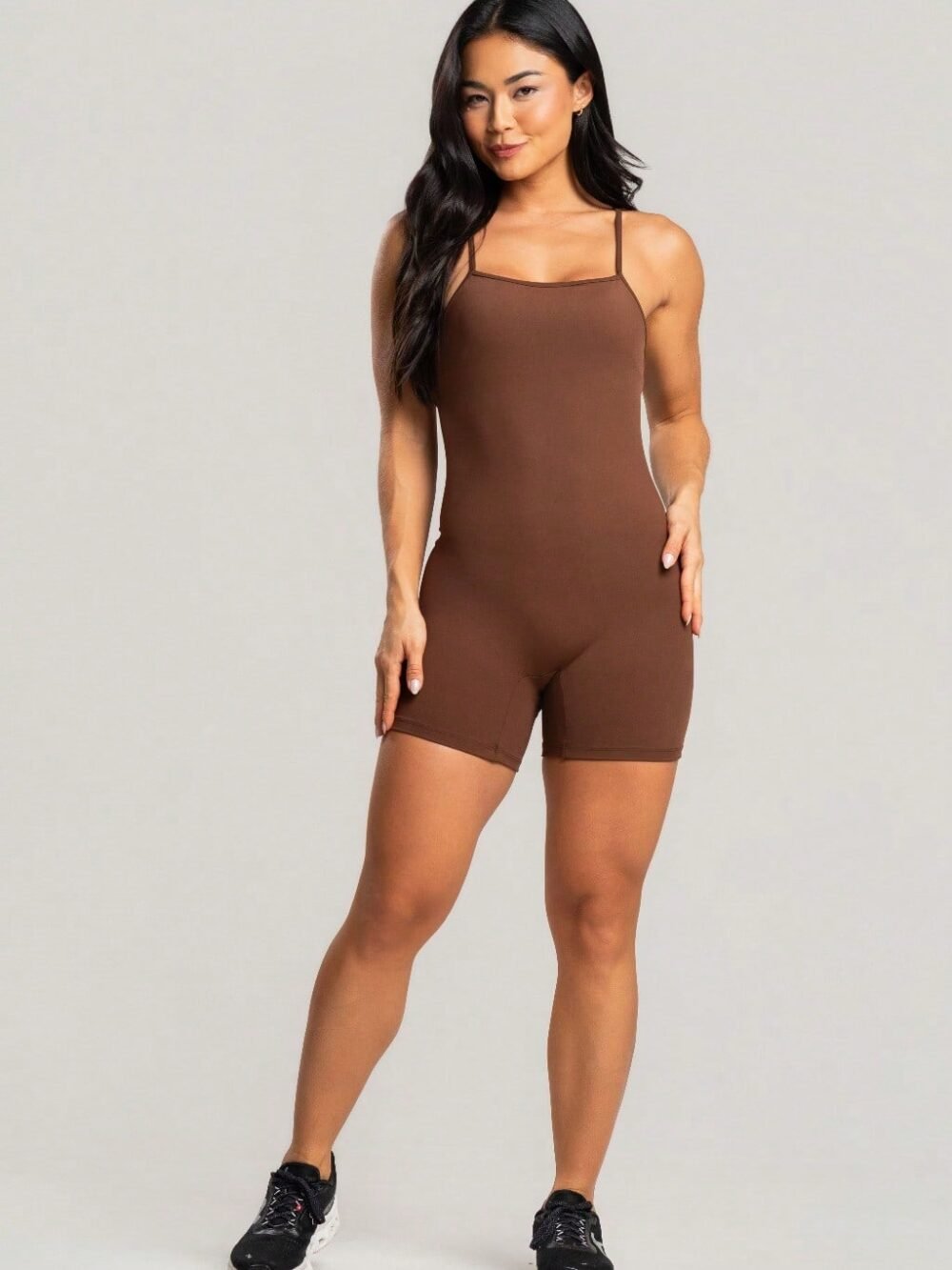 Macaquinho Fitness em Poliamida Marrom